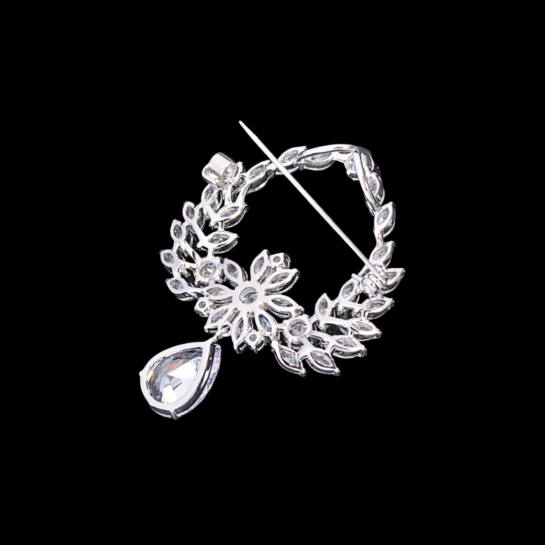 AVELIA Vintage Crystal Olive Leaf Brooch