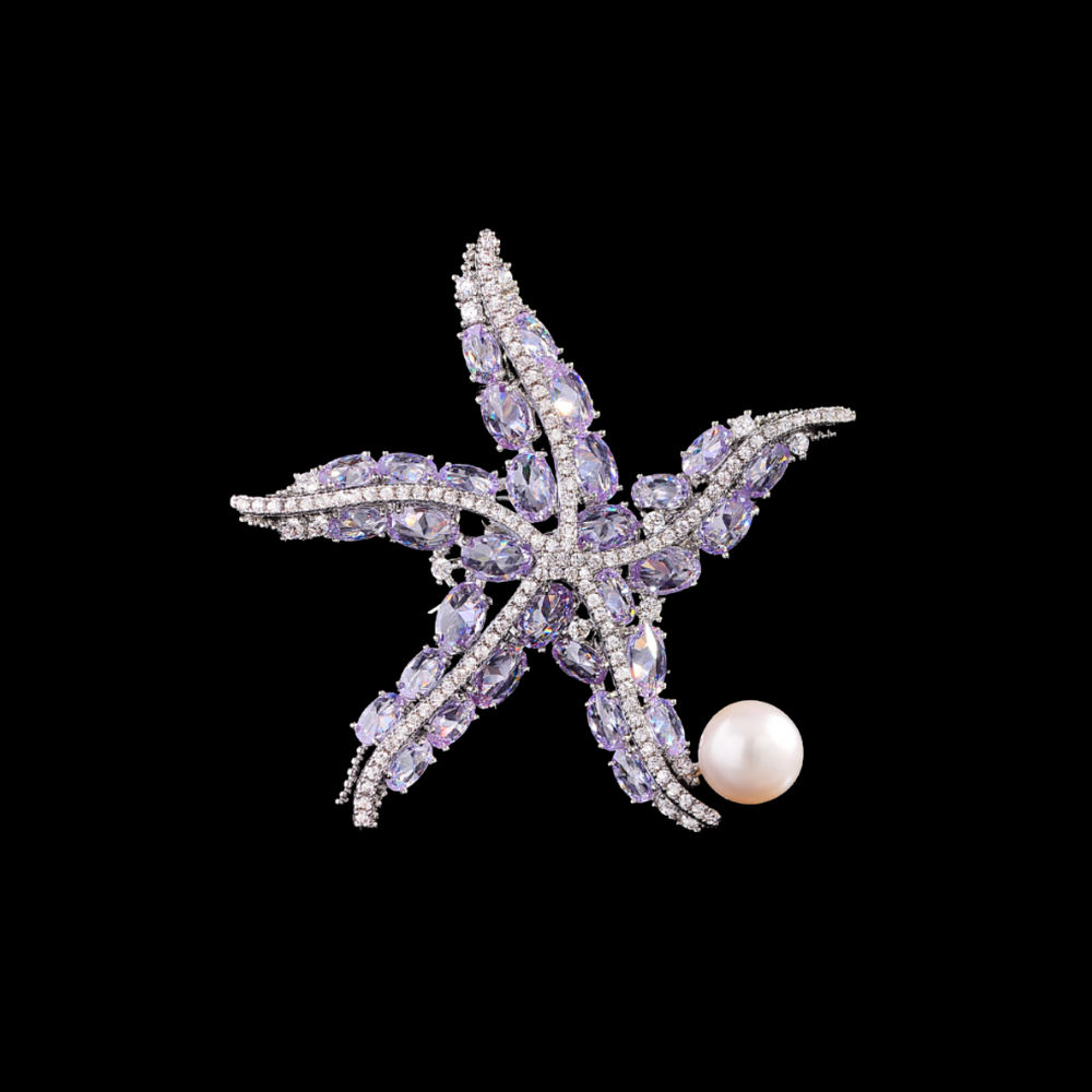 AVELIA Vintage Crystal Starfish Brooch