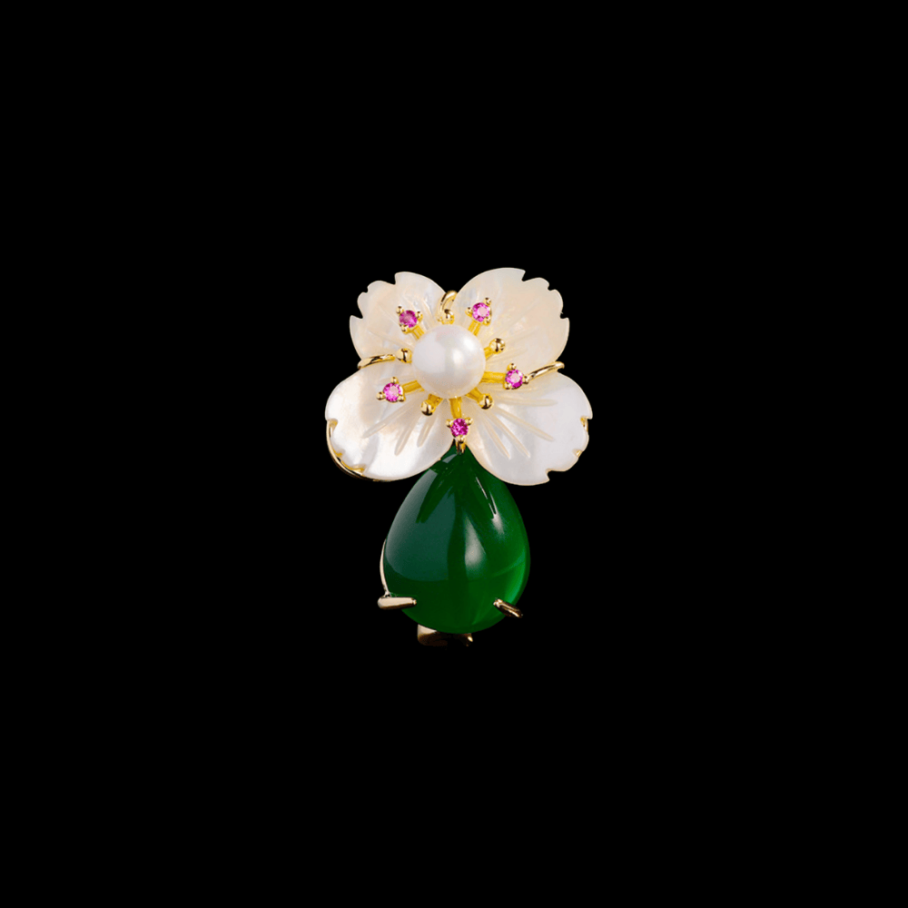 AVELIA Vintage Emerald Cherry Blossom Brooch