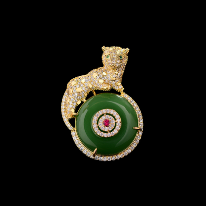 AVELIA Vintage Emerald Leopard Brooch