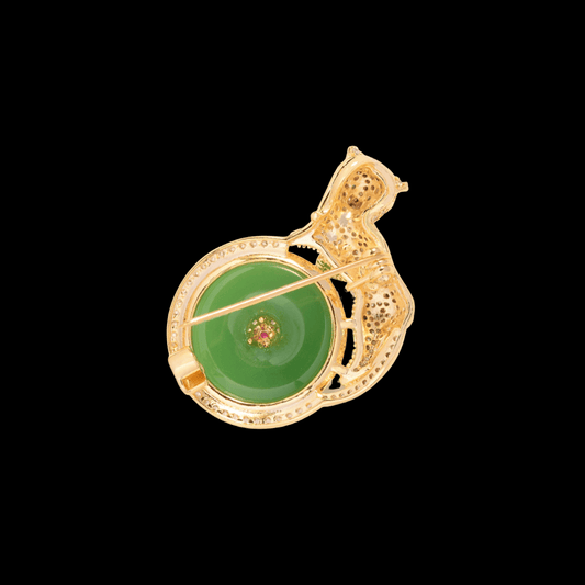 AVELIA Vintage Emerald Leopard Brooch