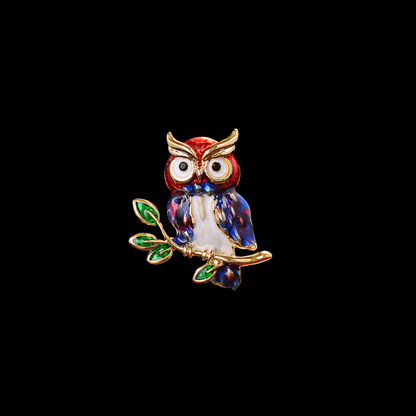 AVELIA Vintage Enamel Owl Brooch