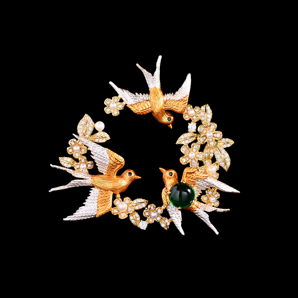 AVELIA Vintage Enamel Swallow Brooch​