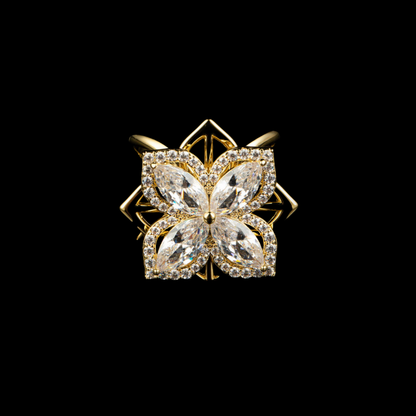 AVELIA Vintage Gold Crystal Scarf Ring