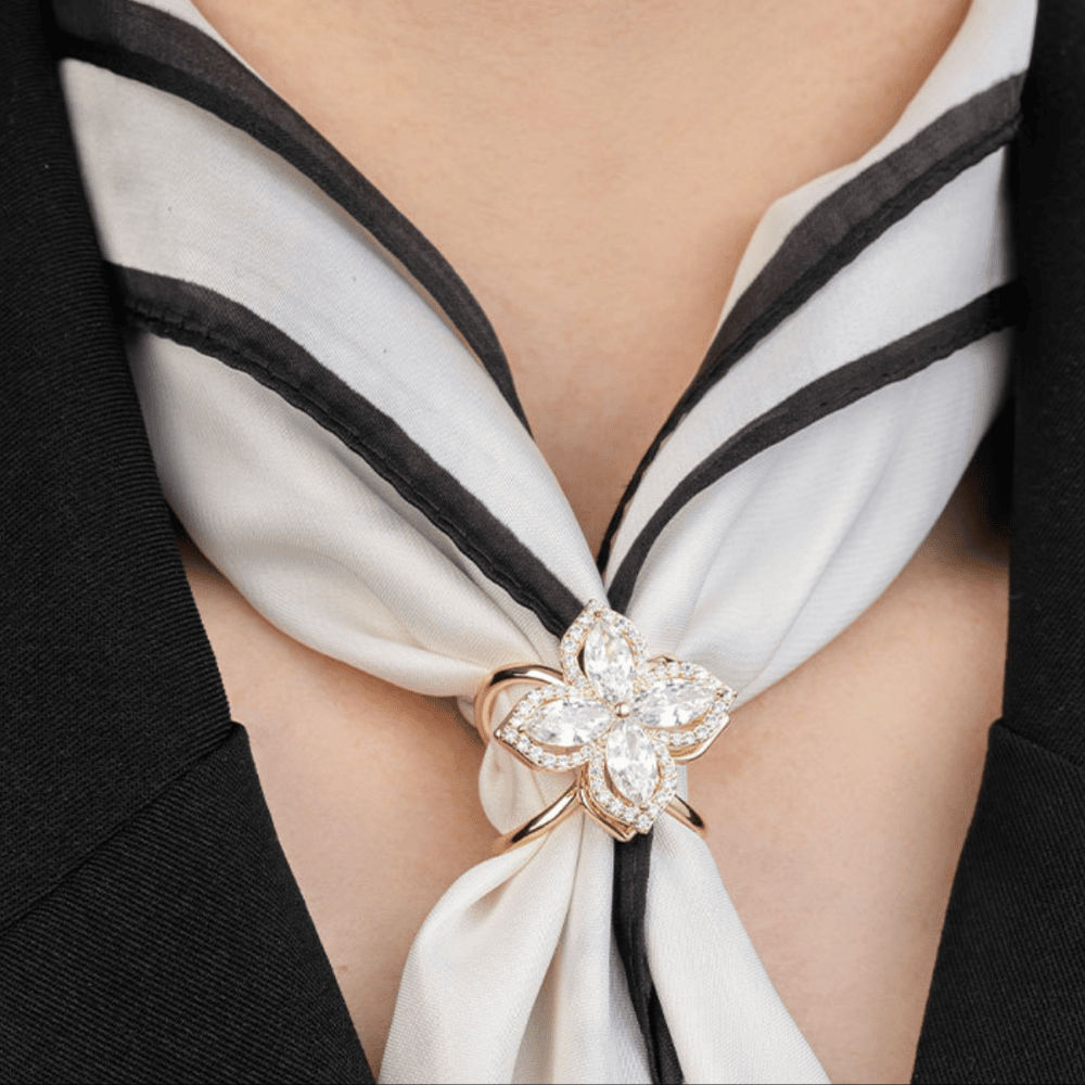 AVELIA Vintage Gold Crystal Scarf Ring