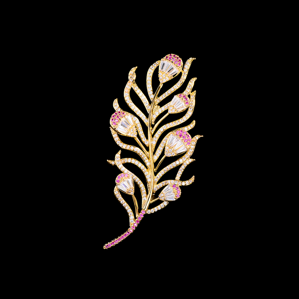 AVELIA Vintage Gold Feather Brooch​