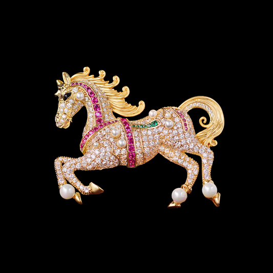 AVELIA Vintage Gold Horse Brooch​