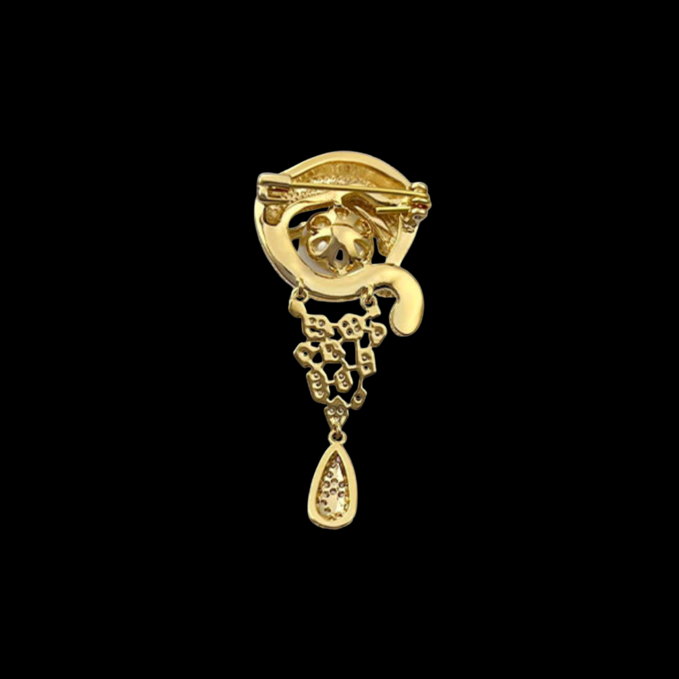 AVELIA Vintage Gold Pearl Leopard Brooch