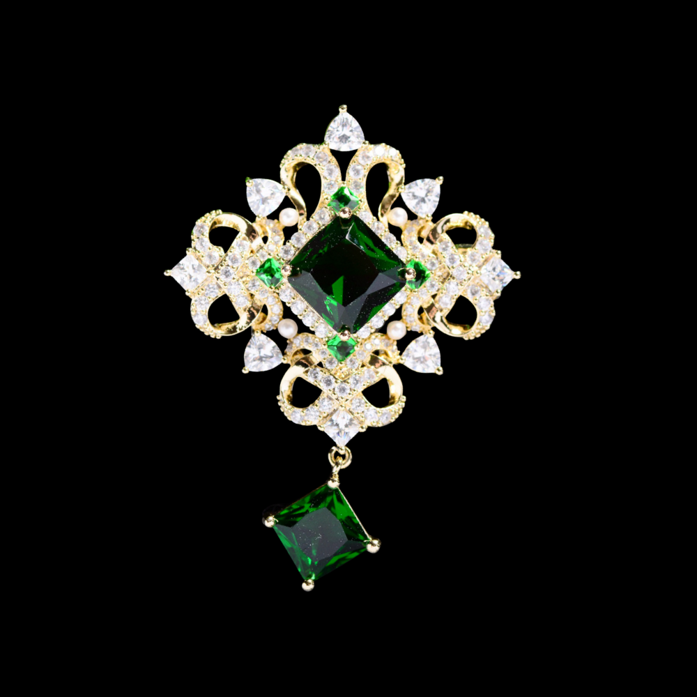 AVELIA Vintage Green Rhinestone Brooch​