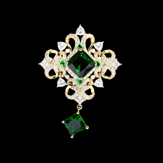 AVELIA Vintage Green Rhinestone Brooch​