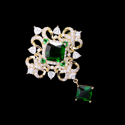 AVELIA Vintage Green Rhinestone Brooch​