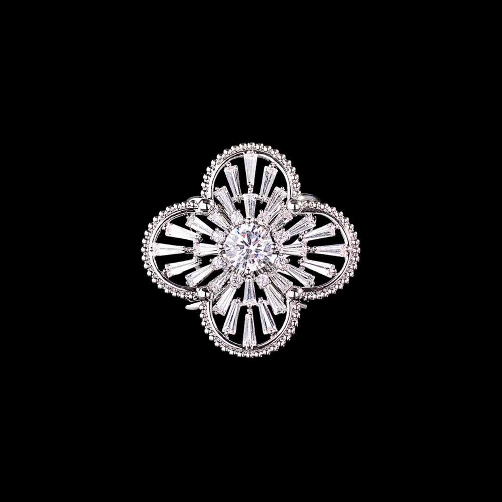 AVELIA Vintage Silver Crystal Scarf Ring