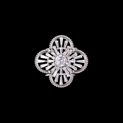 AVELIA Vintage Silver Crystal Scarf Ring