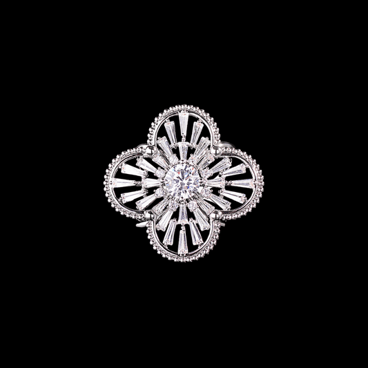 AVELIA Vintage Silver Crystal Scarf Ring