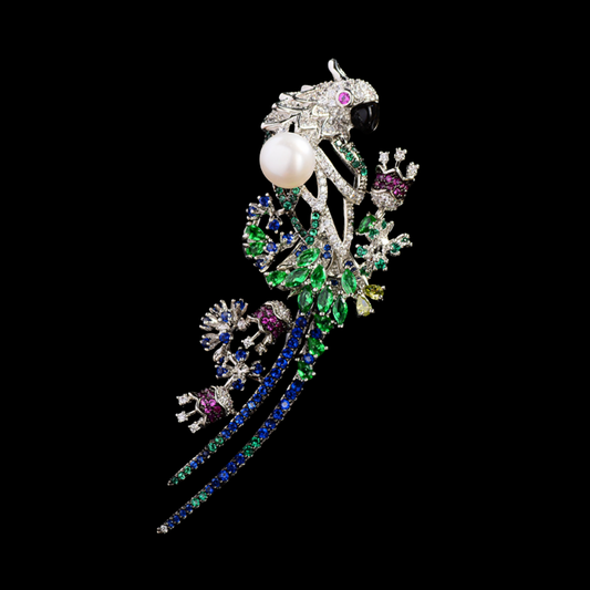 AVELIA Vintage Silver Parrot Brooch