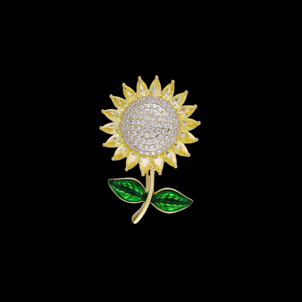 AVELIA White Crystal Sunflower Brooch