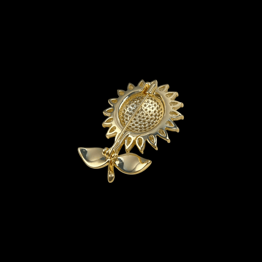 AVELIA White Crystal Sunflower Brooch