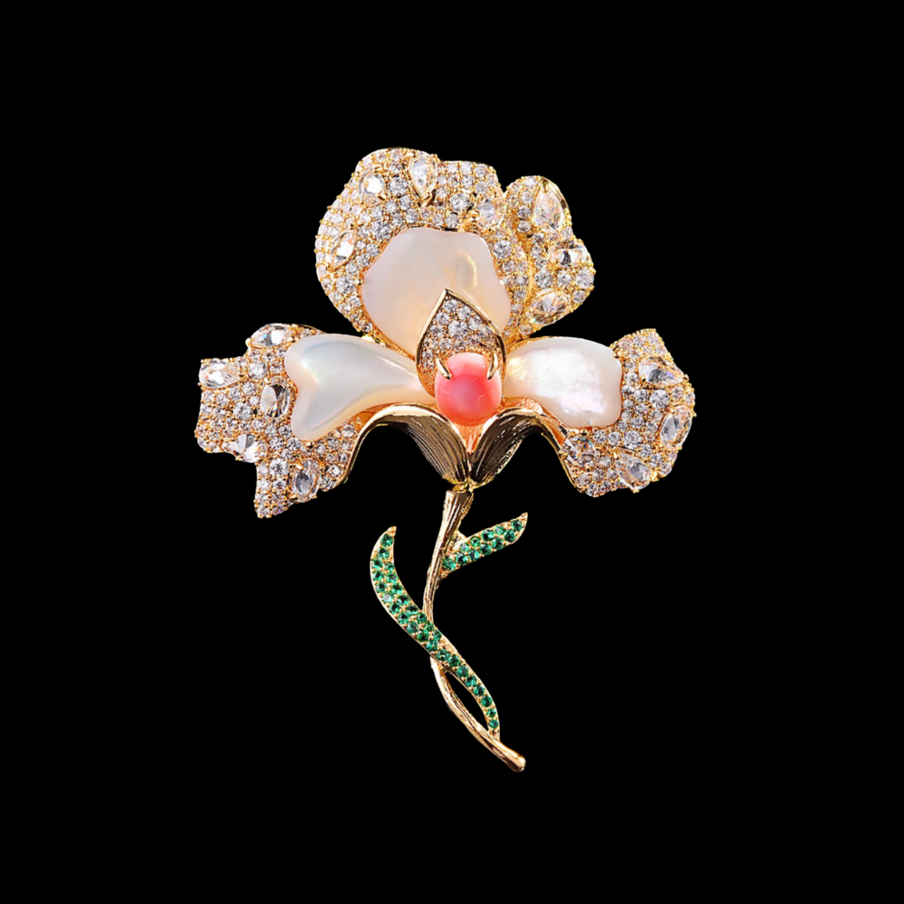 AVELIA White Iris Brooch​