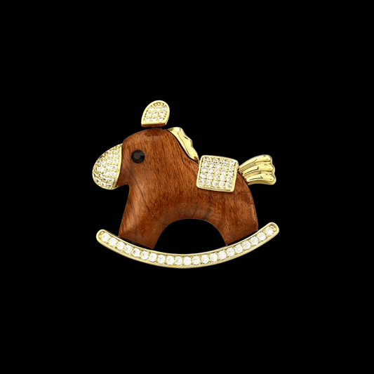 AVELIA Wooden Horse Brooch​