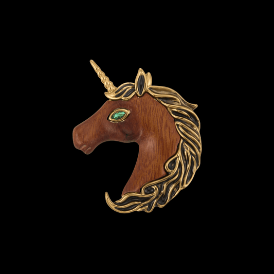 AVELIA Wooden Unicorn Brooch