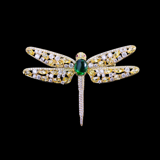 AVELIA Yellow Crystal Dragonfly Brooch​