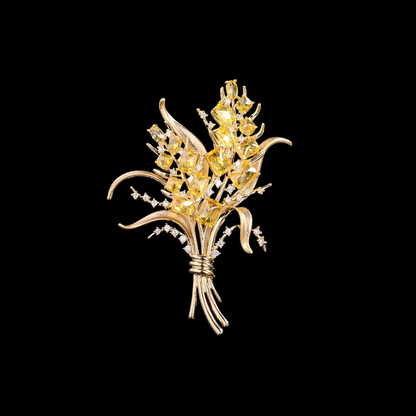 AVELIA Yellow Crystal Harvest Wheat Brooch