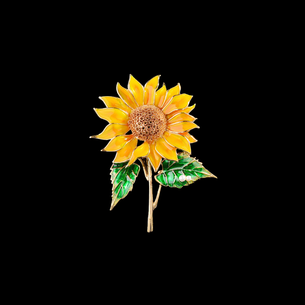 AVELIA Yellow Enamel Sunflower Brooch