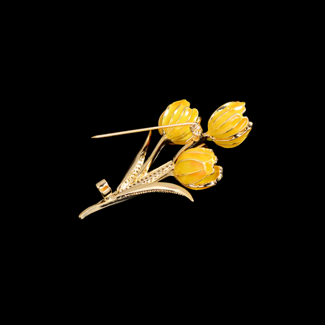 AVELIA Yellow Enamel Tulip Bouquet Brooch