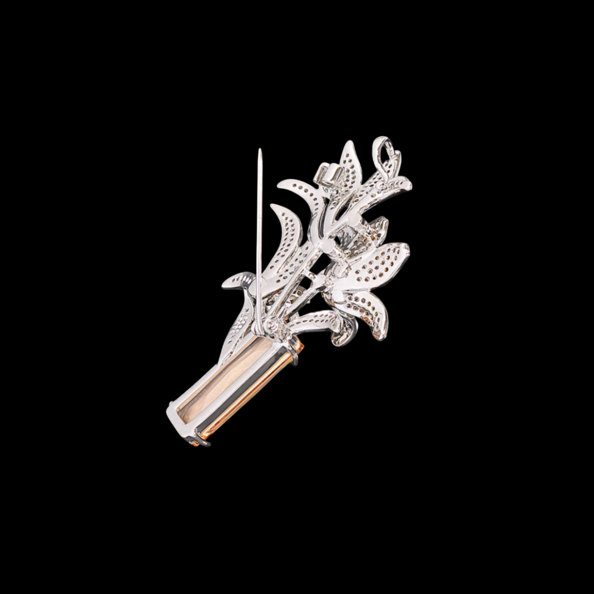 AVELIA Amber Crystal Lily Vase Brooch
