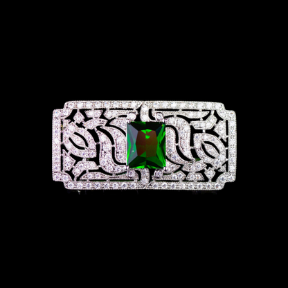 AVELIA Art Deco Emerald Green Crystal Bar Brooch
