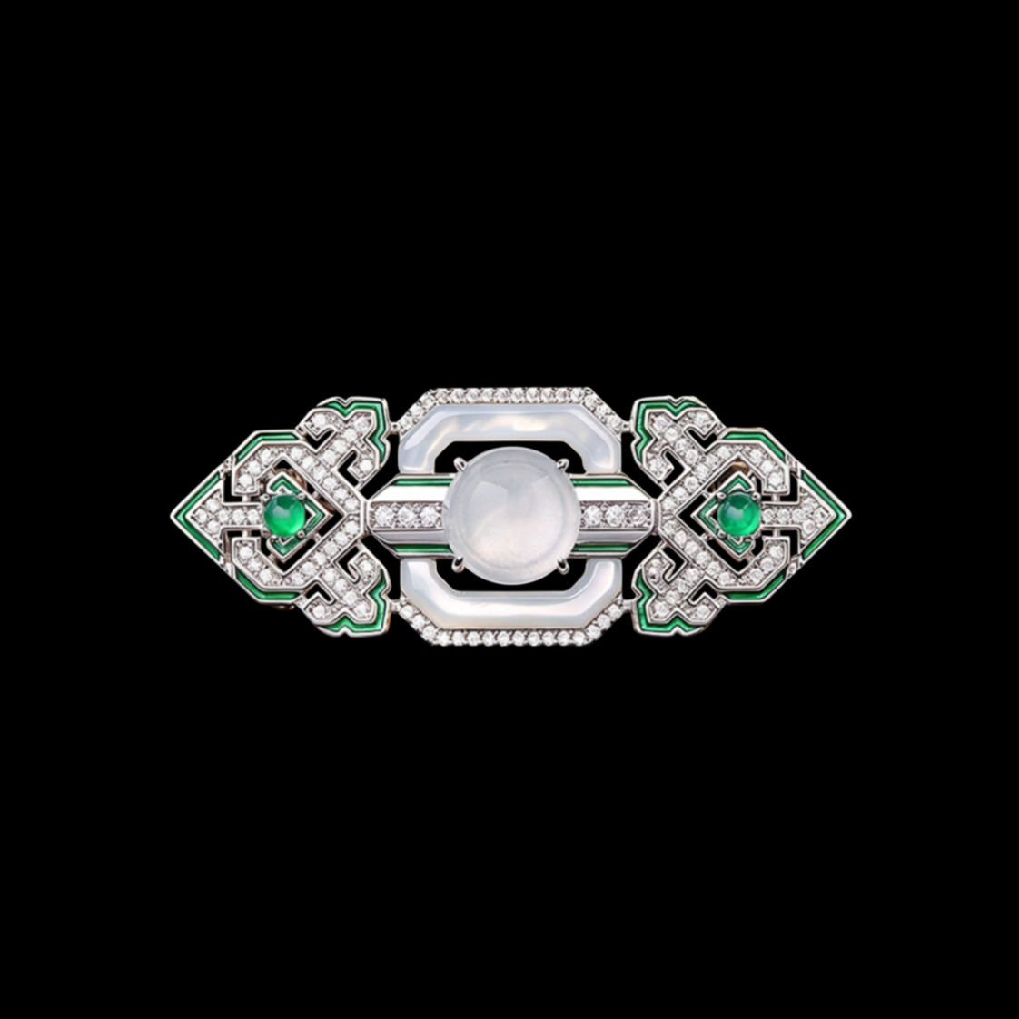 AVELIA Art Deco Green Crystal Bar Brooch
