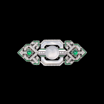 AVELIA Art Deco Green Crystal Bar Brooch