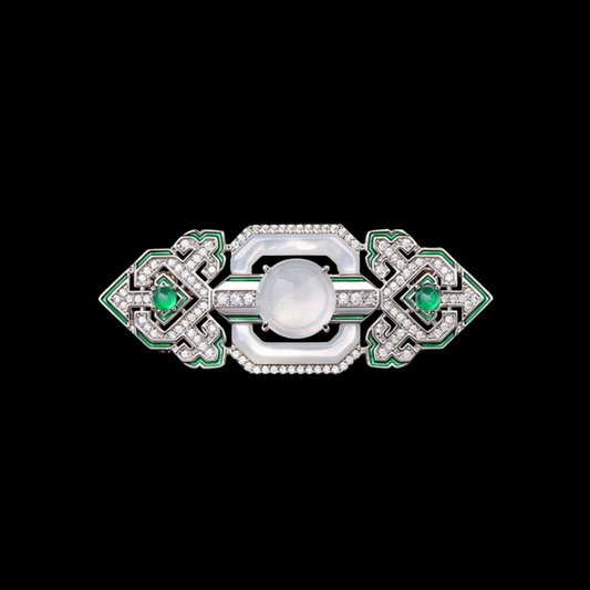 AVELIA Art Deco Green Crystal Bar Brooch