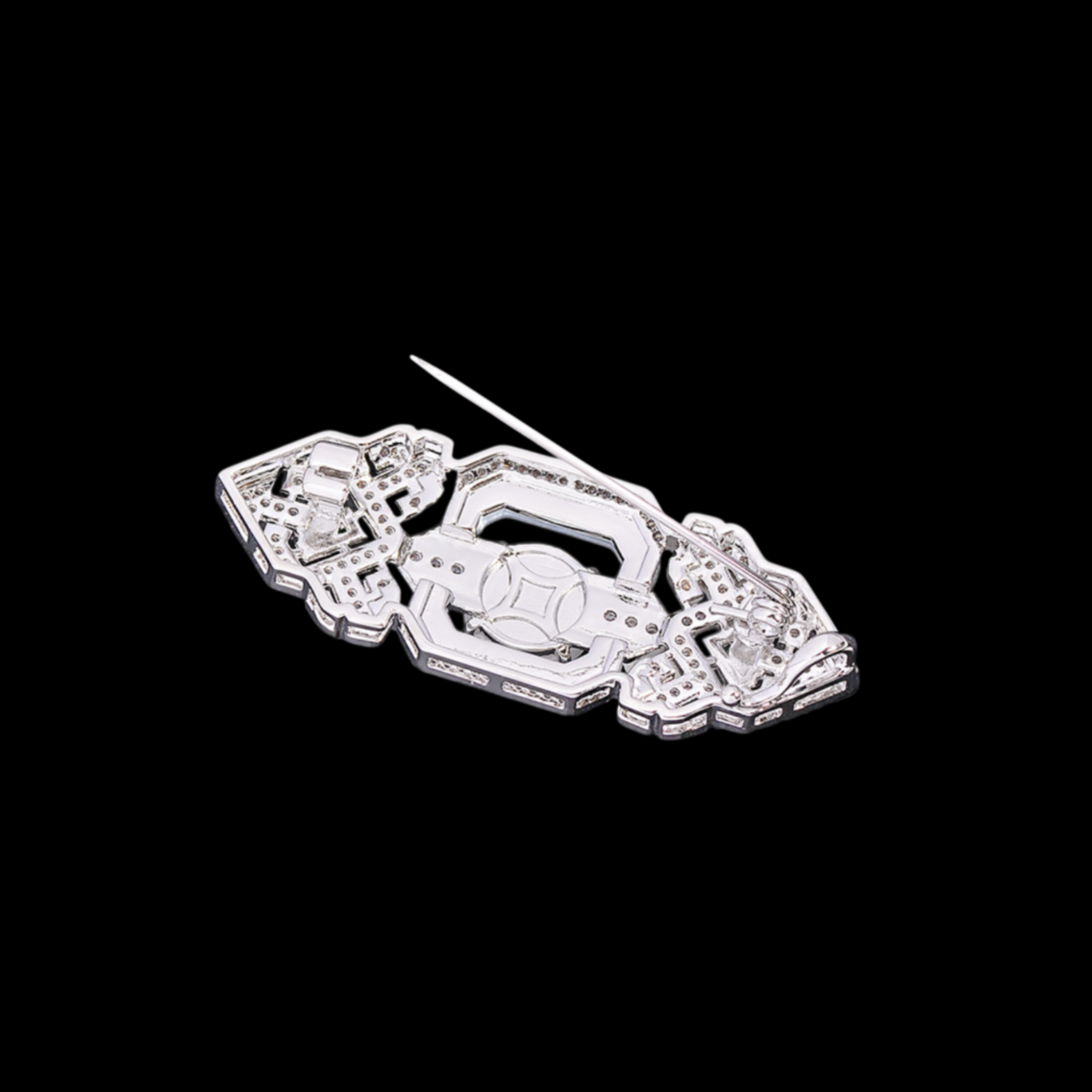 AVELIA Art Deco Green Crystal Bar Brooch