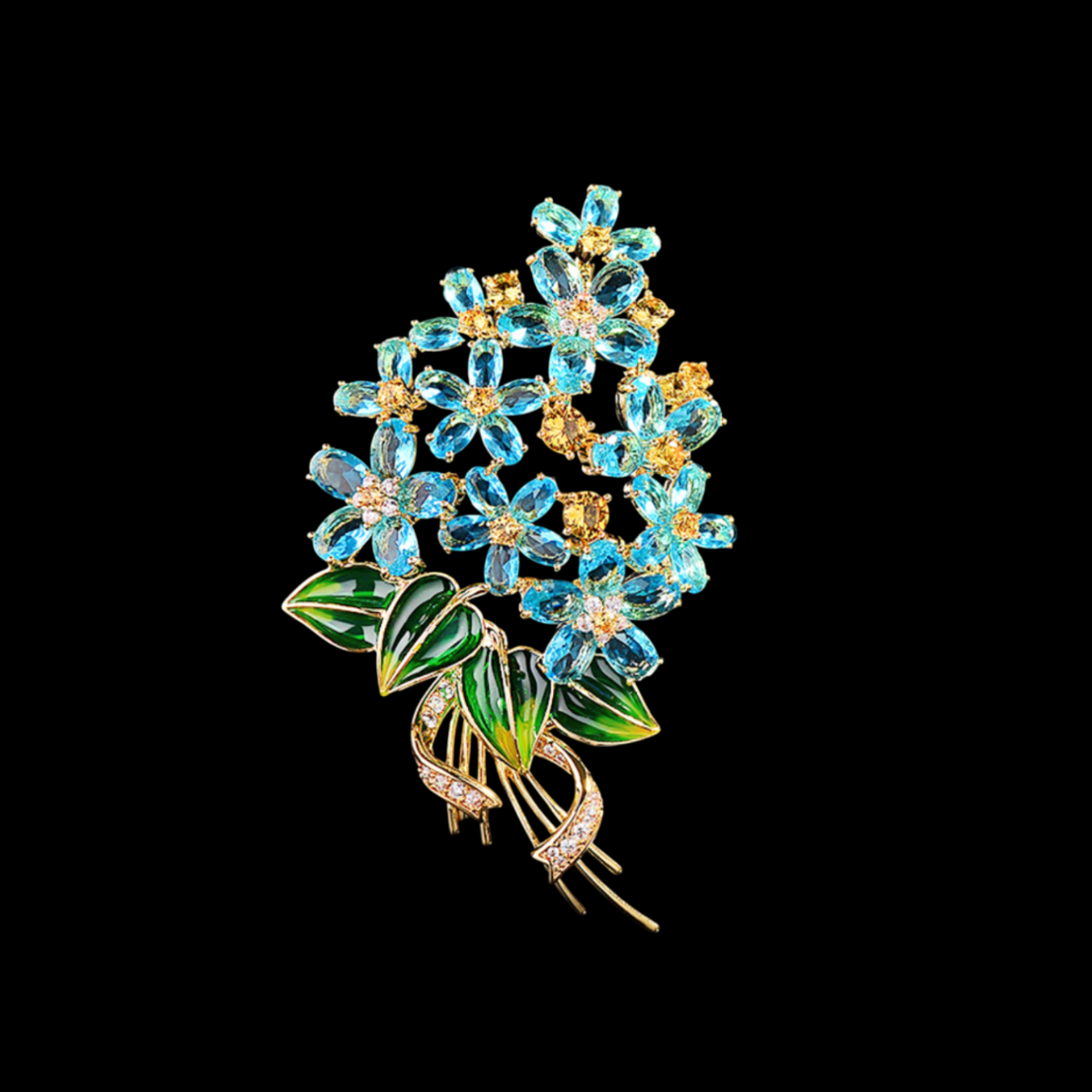 AVELIA Blue Crystal Forget-Me-Not Bouquet Brooch