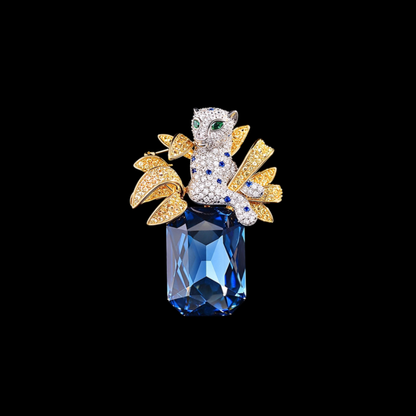 AVELIA Blue Crystal Leopard Brooch