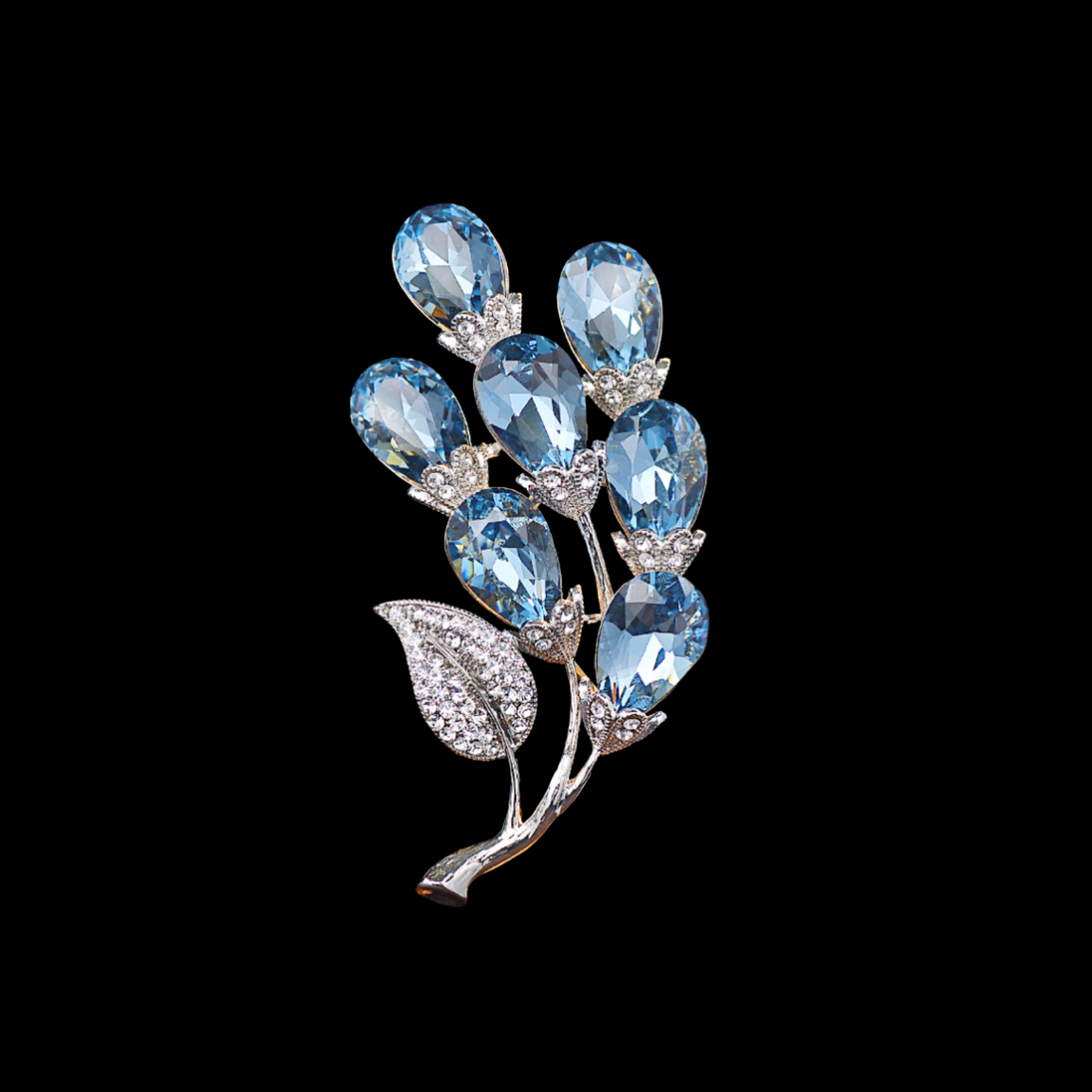 AVELIA Blue Crystal Lily of the Valley Brooch