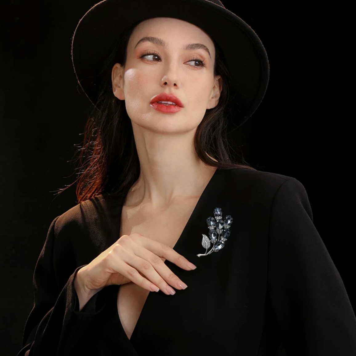 AVELIA Blue Crystal Lily of the Valley Brooch