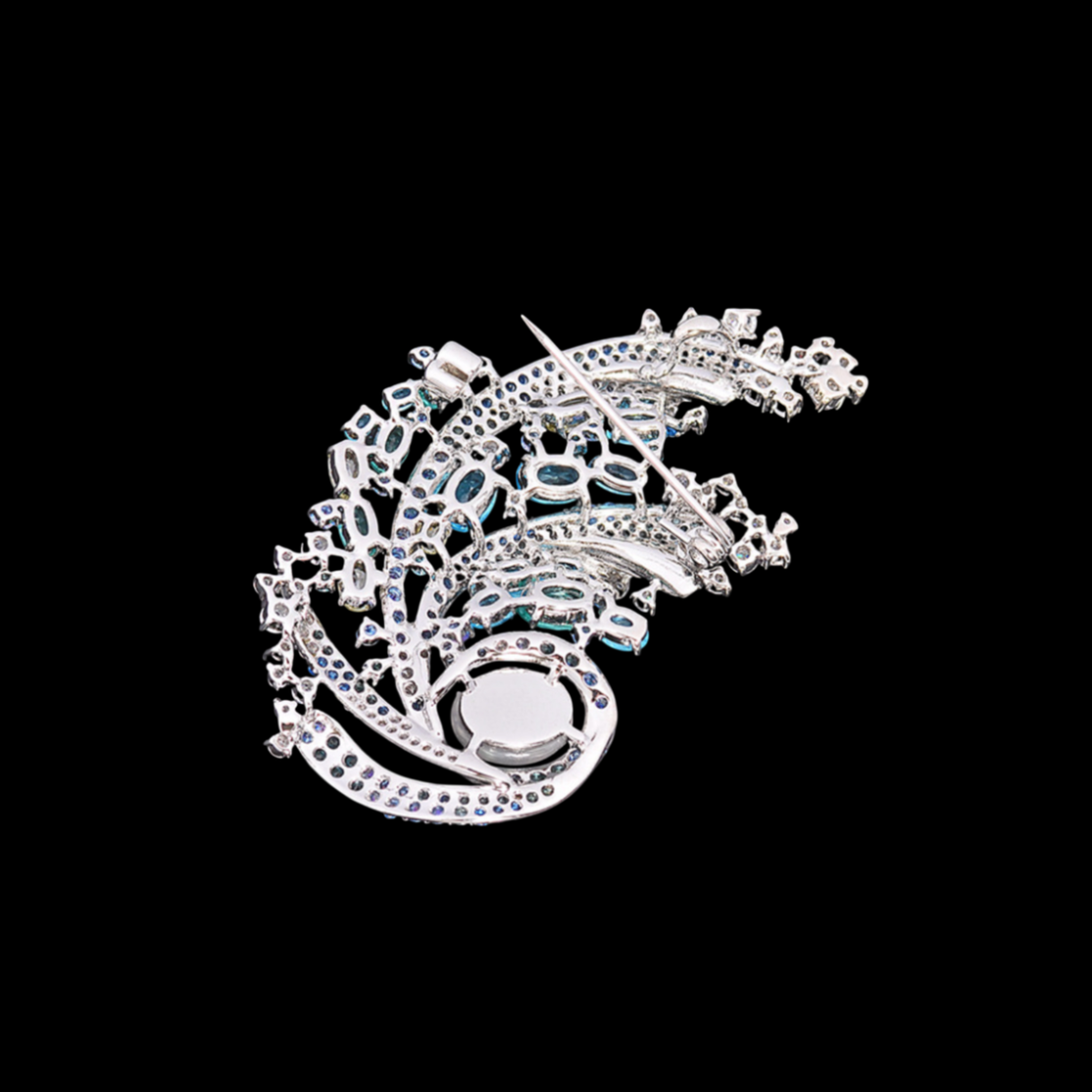 AVELIA Blue Crystal Ocean Wave Brooch