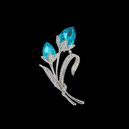 AVELIA Blue Crystal Tulip Bouquet Brooch