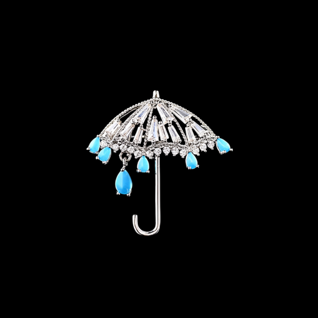 AVELIA Blue Crystal Umbrella Brooch