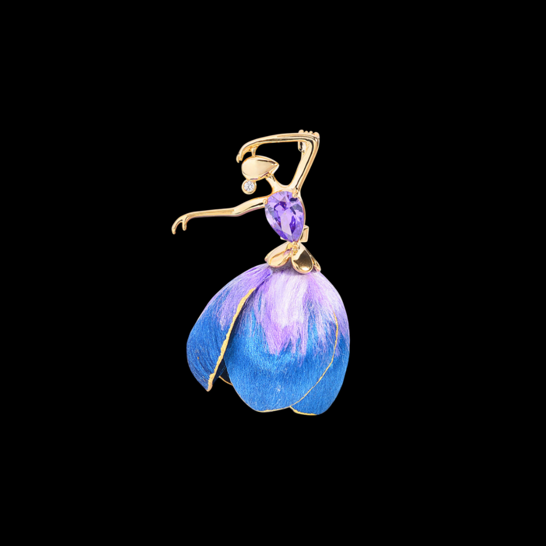 AVELIA Blue Fabric Petal Ballerina Brooch