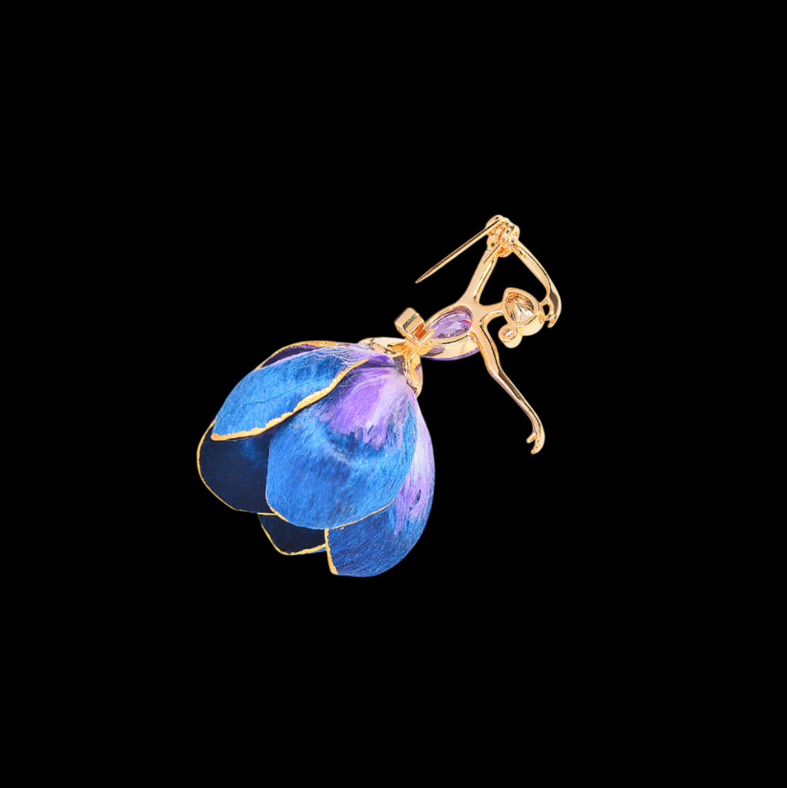 AVELIA Blue Fabric Petal Ballerina Brooch