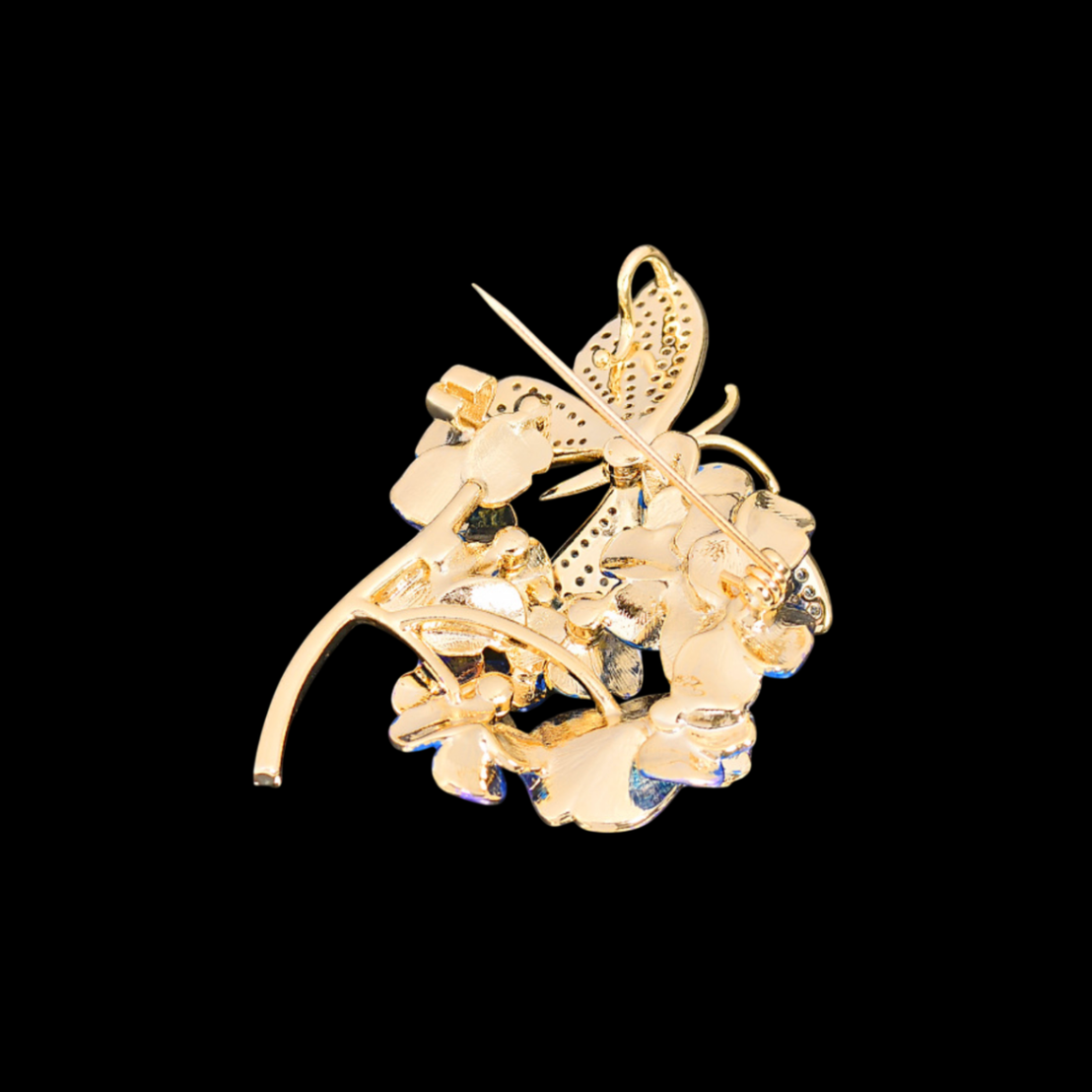 AVELIA Blue Hydrangea Butterfly Brooch