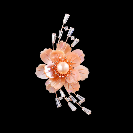 AVELIA Blush Pearl Peony Brooch