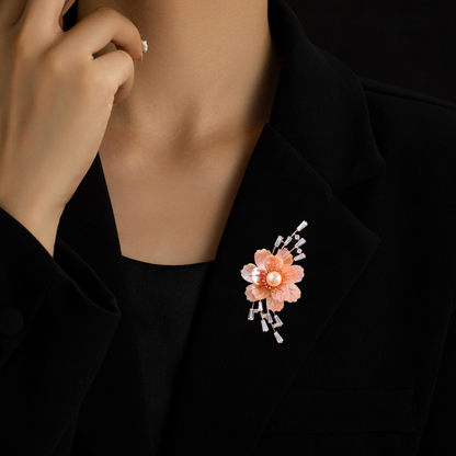 AVELIA Blush Pearl Peony Brooch