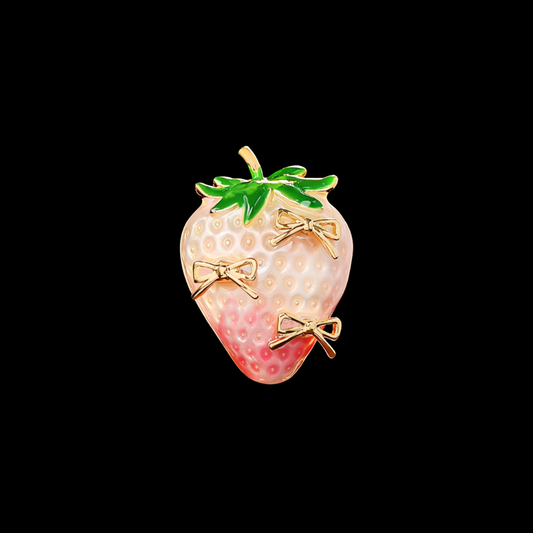 AVELIA Blush Ribbon Strawberry Enamel Brooch