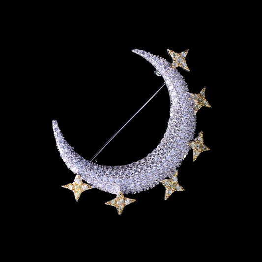 AVELIA Classic Moon & Stars Radiance Brooch