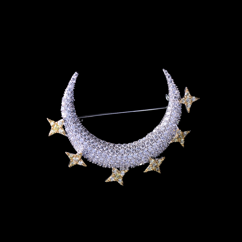 AVELIA Classic Moon & Stars Radiance Brooch