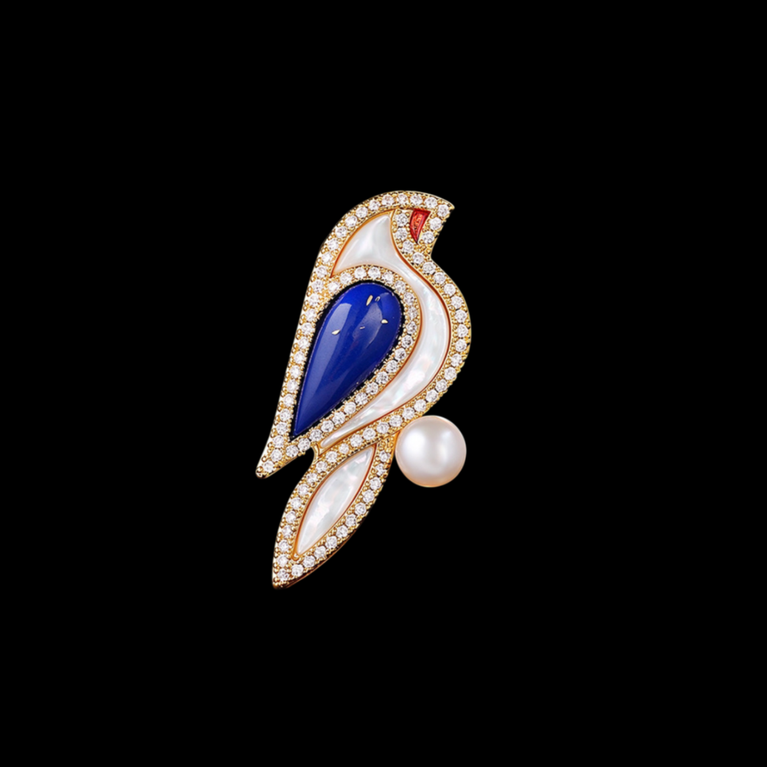 AVELIA Cobalt Blue Crystal Bird Brooch